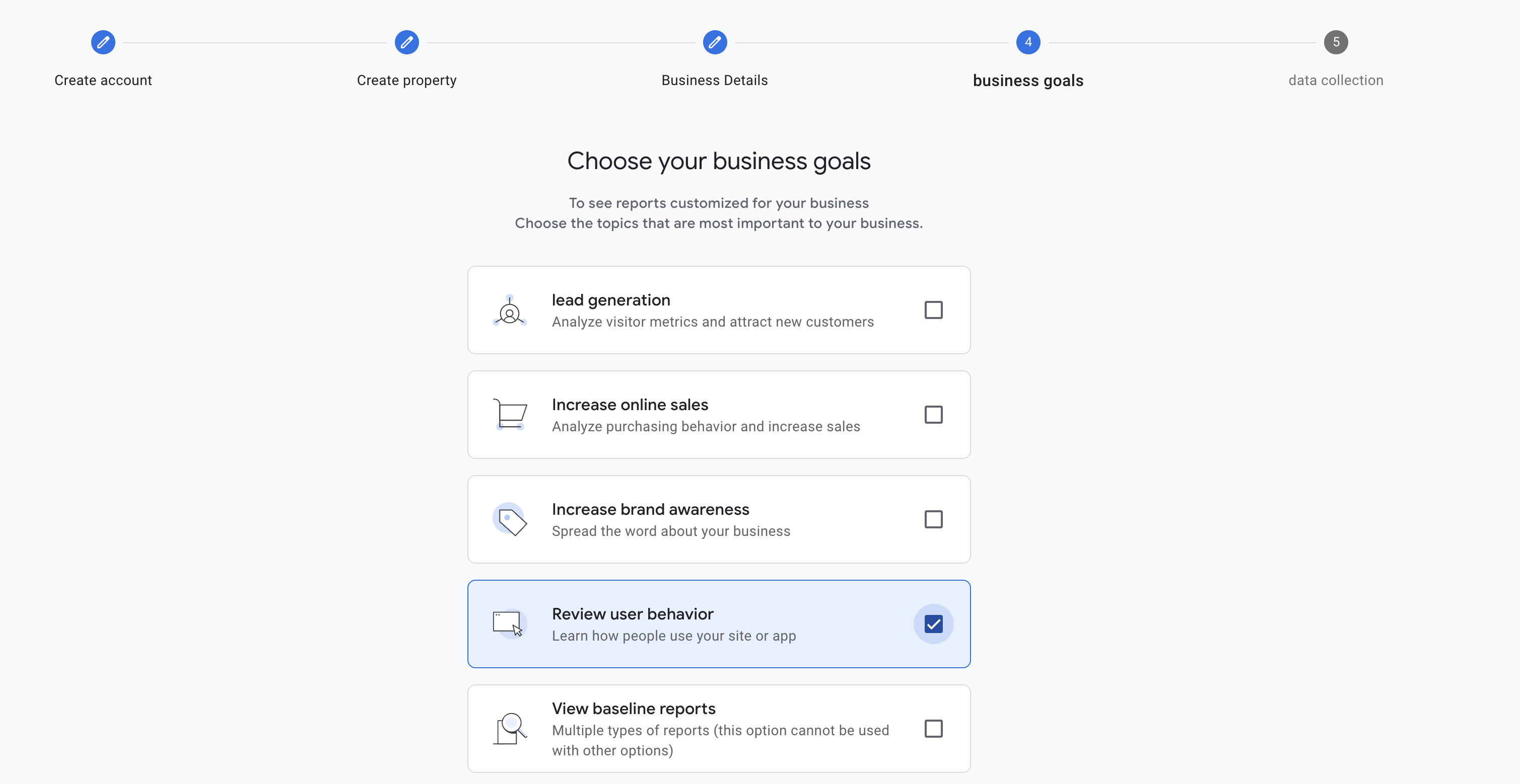 Google Analytics Setup Business Goals Stage